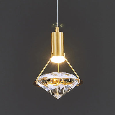 Contemporary Luxury Diamond Shape Full Copper Crystal LED Chandelier For Living Room