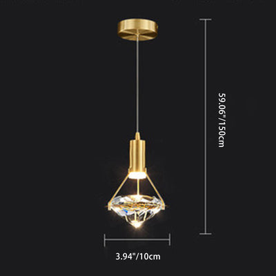 Contemporary Luxury Diamond Shape Full Copper Crystal LED Chandelier For Living Room