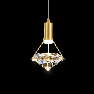 Contemporary Luxury Diamond Shape Full Copper Crystal LED Chandelier For Living Room