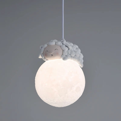 Contemporary Creative Orb Sheep PE Shade Resin 1-Light Pendant Light For Bedroom