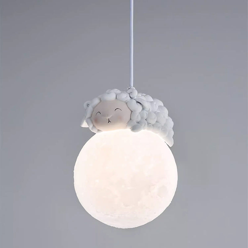 Contemporary Creative Orb Sheep PE Shade Resin 1-Light Pendant Light For Bedroom