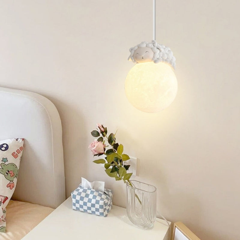 Contemporary Creative Orb Sheep PE Shade Resin 1-Light Pendant Light For Bedroom