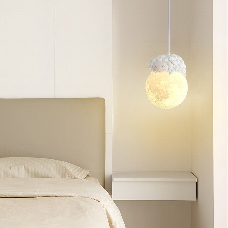 Contemporary Creative Orb Sheep PE Shade Resin 1-Light Pendant Light For Bedroom