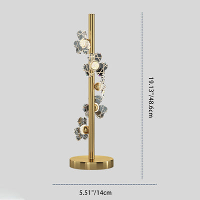 Modern Minimalist Cylinder Flower Brass Acrylic LED Table Lamp For Bedroom