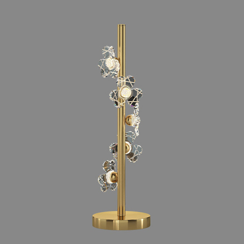 Modern Minimalist Cylinder Flower Brass Acrylic LED Table Lamp For Bedroom