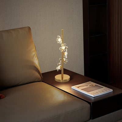 Modern Minimalist Cylinder Flower Brass Acrylic LED Table Lamp For Bedroom