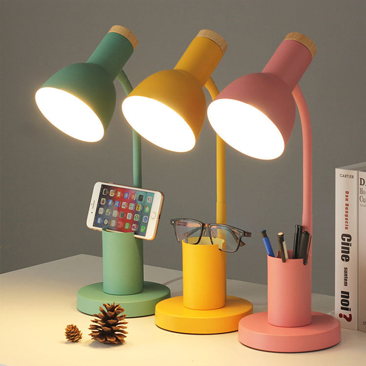 Modern Minimalist Round Horn Shape Pen Holder Iron Silicone 1-Light Table Lamp For Bedroom