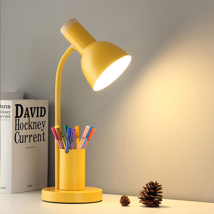 Modern Minimalist Round Horn Shape Pen Holder Iron Silicone 1-Light Table Lamp For Bedroom