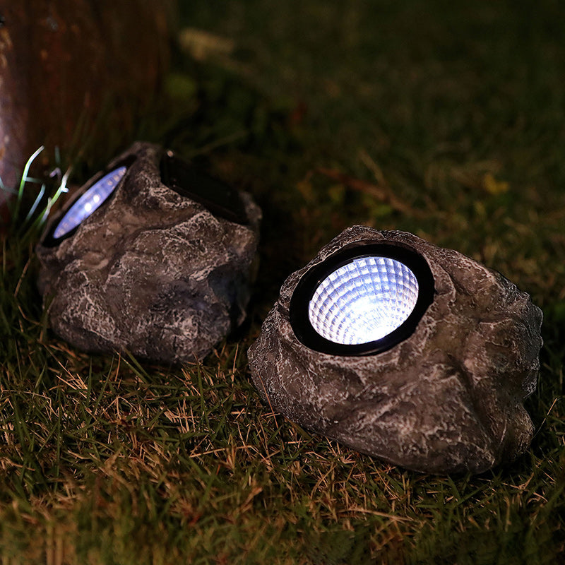 Modern Art Deco Solar Waterproof Stone Shape Plastic Resin LED Lawn Landscape Light Outdoor Light For Garden