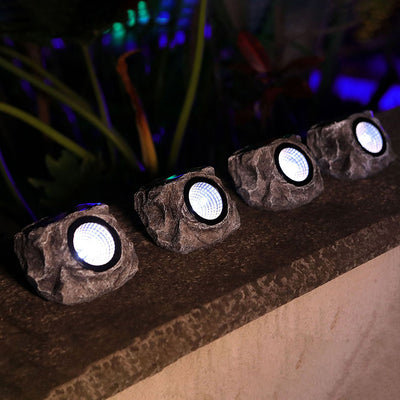 Modern Art Deco Solar Waterproof Stone Shape Plastic Resin LED Lawn Landscape Light Outdoor Light For Garden