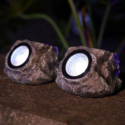 Modern Art Deco Solar Waterproof Stone Shape Plastic Resin LED Lawn Landscape Light Outdoor Light For Garden