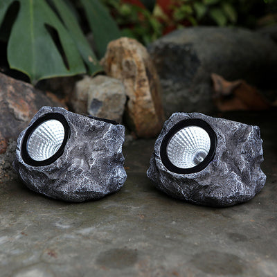 Modern Art Deco Solar Waterproof Stone Shape Plastic Resin LED Lawn Landscape Light Outdoor Light For Garden