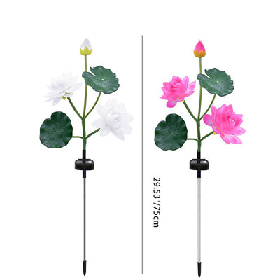 Contemporary Creative Lotus Flower Lotus Leaf Silk Cloth Stainless Steel LED Landscape Light Outdoor Light For Garden