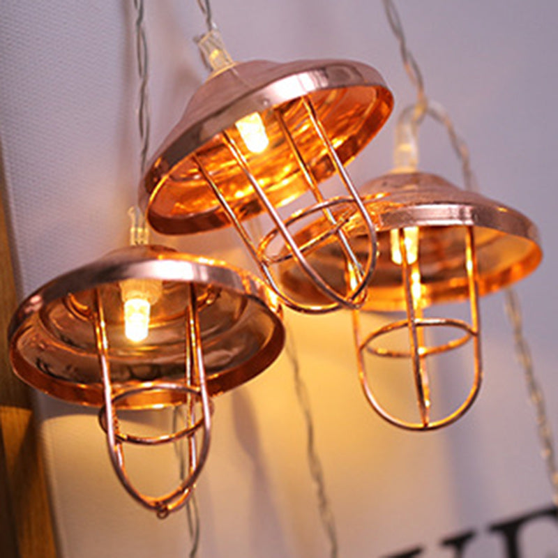 Modern Art Deco Mini Lantern Iron Plastic LED String Light For Bedroom