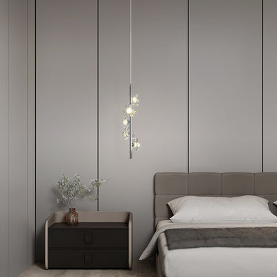 Zeitgenössische nordische Zylinder-Blumen-Eisen-Acryl-LED-Pendelleuchte für Schlafzimmer 