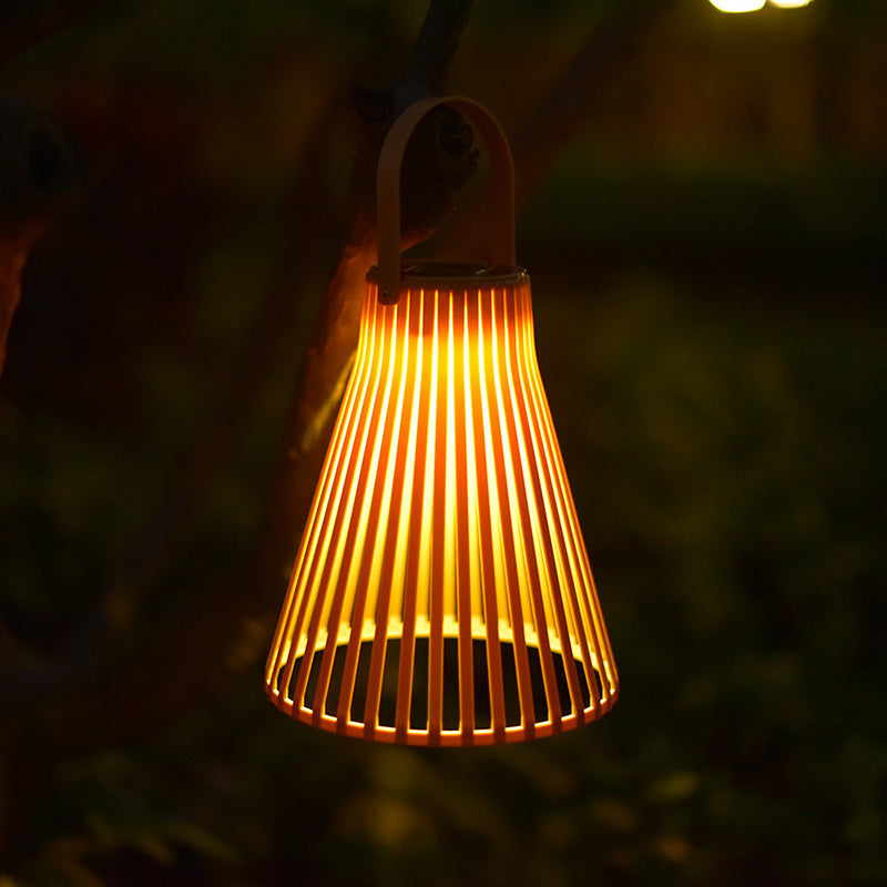 Modern Minimalist Round Vertical Strip Hollow Out Horn Shape PVC LED Outdoor Light For Garden