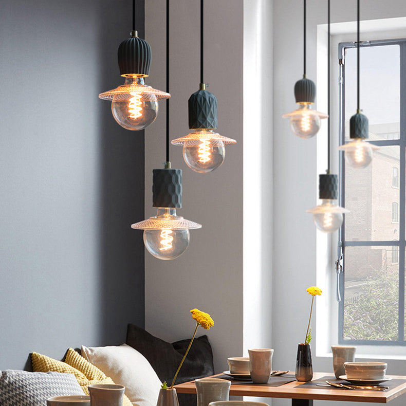 Contemporary Industrial Dome Cylinder Cement 1-Light Pendant Light For Living Room