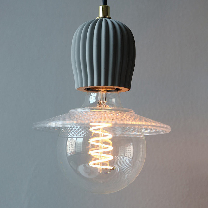 Contemporary Industrial Dome Cylinder Cement 1-Light Pendant Light For Living Room