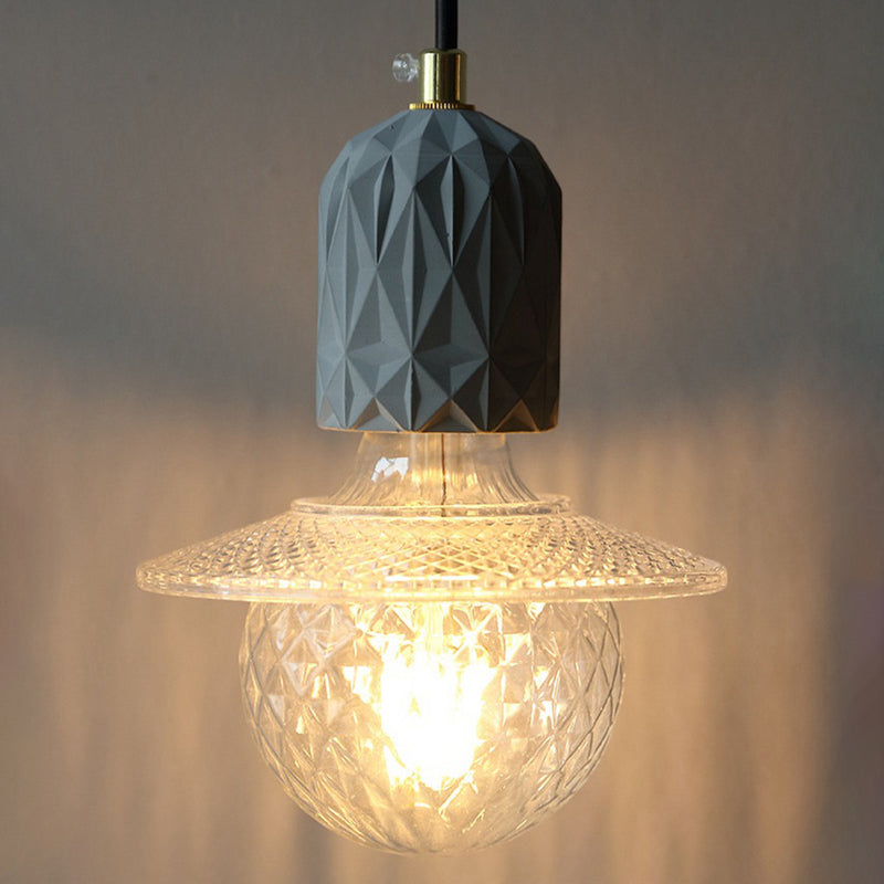 Contemporary Industrial Dome Cylinder Cement 1-Light Pendant Light For Living Room