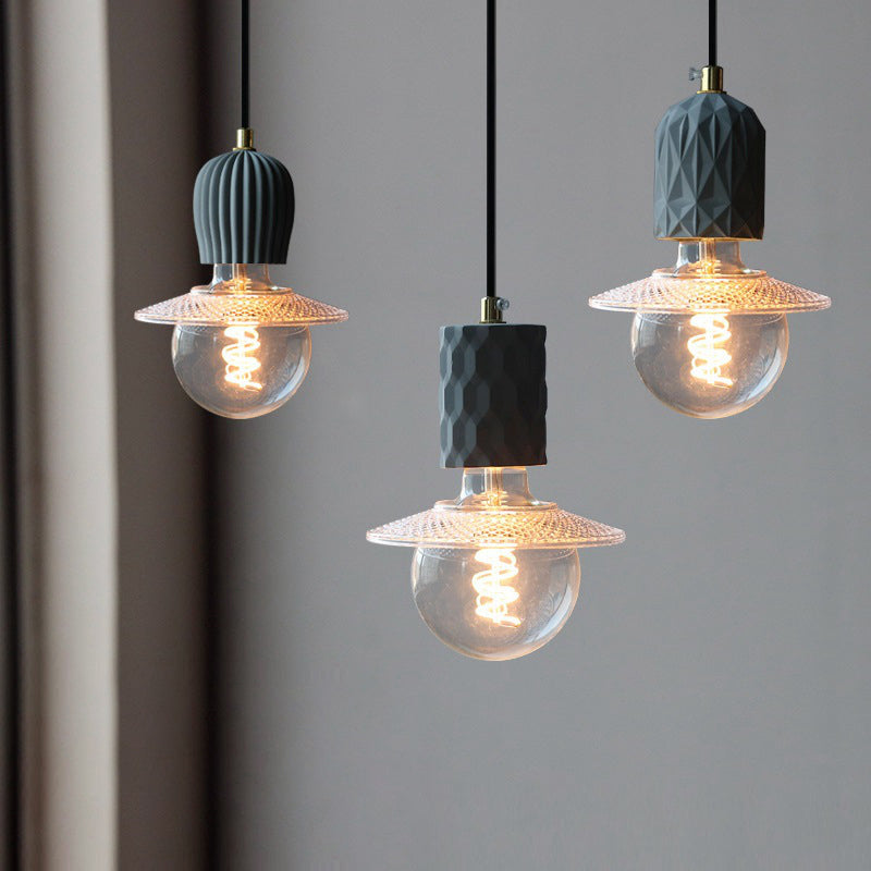 Contemporary Industrial Dome Cylinder Cement 1-Light Pendant Light For Living Room