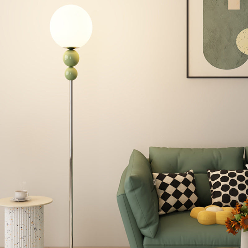 Modern Minimalist Round Orb Iron Plastic 1-Light Standing Floor Lamp For Living Room