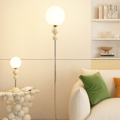 Modern Minimalist Round Orb Iron Plastic 1-Light Standing Floor Lamp For Living Room