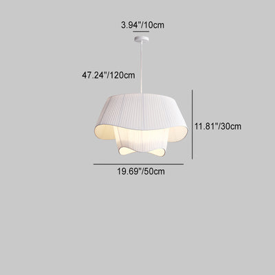 Modern Minimalist Round Wave Fabric Shade Iron 4-Light Chandelier For Living Room