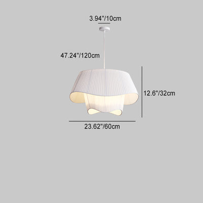 Modern Minimalist Round Wave Fabric Shade Iron 4-Light Chandelier For Living Room