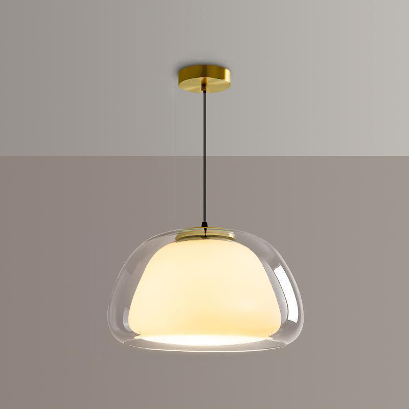 Modern Minimalist Oval Aluminum Iron Glass 1-Light Pendant Light For Living Room