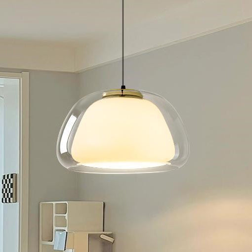 Modern Minimalist Oval Aluminum Iron Glass 1-Light Pendant Light For Living Room