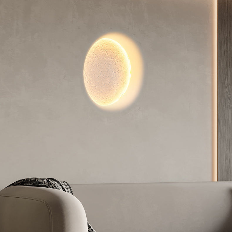 Moderne minimalistische runde Mond Eisen Gips LED Wandleuchte Lampe für Wohnzimmer 