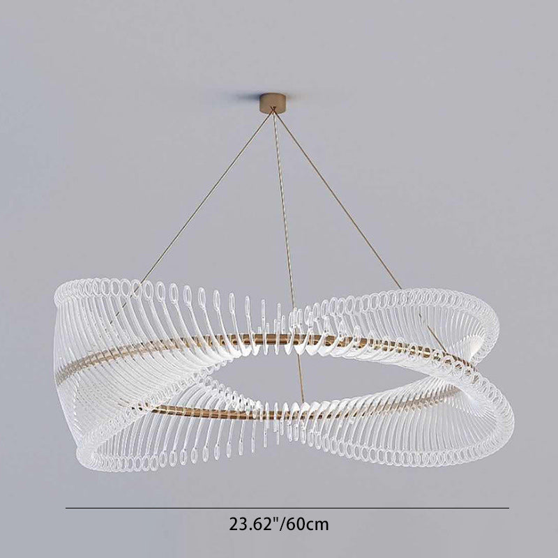 Modern Minimalist Circular Fishbone Shape Iron Acrylic LED Chandelier For Living Room