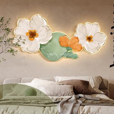 Modern Art Deco Oil Painting Flower Acrylic LED Wall Sconce Lamp For Living Room