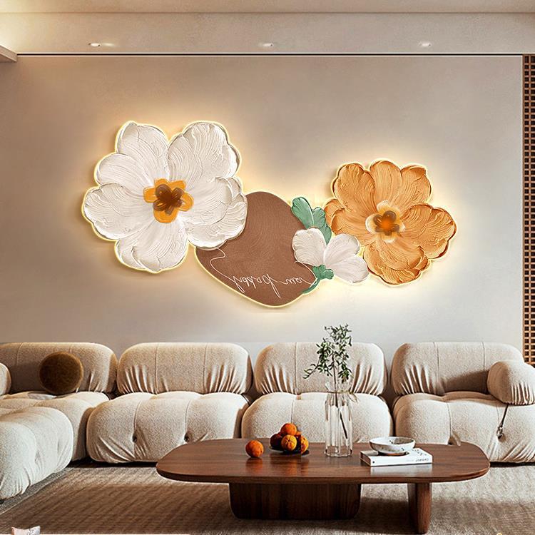 Modern Art Deco Oil Painting Flower Acrylic LED Wall Sconce Lamp For Living Room