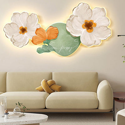 Modern Art Deco Oil Painting Flower Acrylic LED Wall Sconce Lamp For Living Room