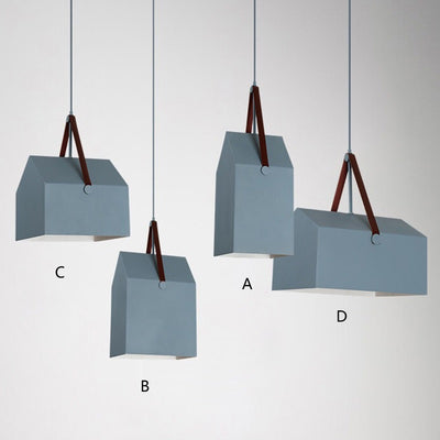 Modern Minimalist Macaron Rectangular Trapezoidal Iron 1-Light Pendant Light For Living Room