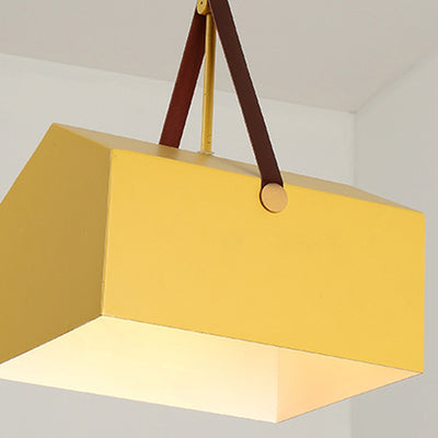 Modern Minimalist Macaron Rectangular Trapezoidal Iron 1-Light Pendant Light For Living Room