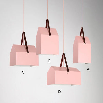 Modern Minimalist Macaron Rectangular Trapezoidal Iron 1-Light Pendant Light For Living Room