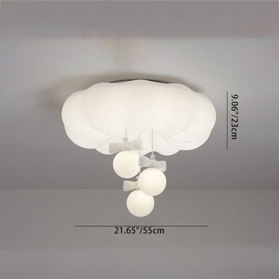 Contemporary Creative Cloud Orb Bow Iron PE LED Flush Mount Ceiling Light For Bedroom