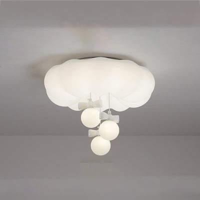 Contemporary Creative Cloud Orb Bow Iron PE LED Flush Mount Ceiling Light For Bedroom