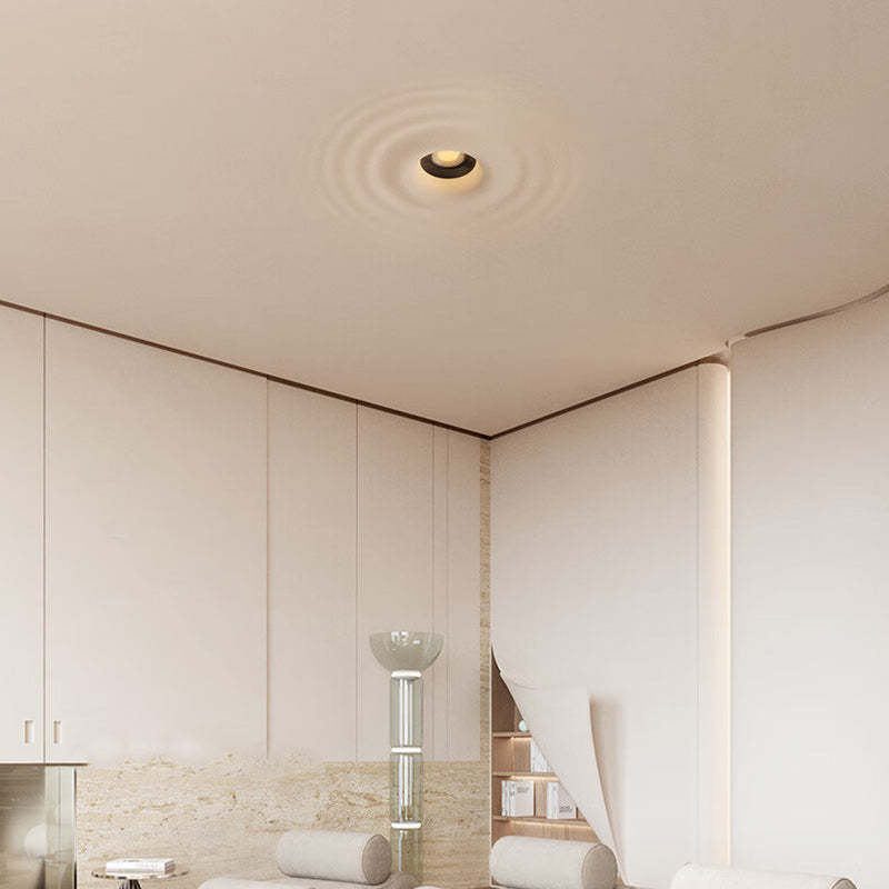 Modern Minimalist Round Water Ripple Iron Plaster LED Flush Mount Ceiling Light For Living Room