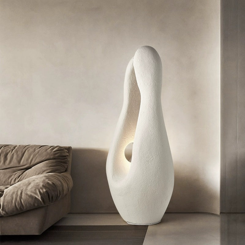 Contemporary Nordic Shaped Round Base High Density Polystyrene 1-Light Standing Floor Lamp For Living Room