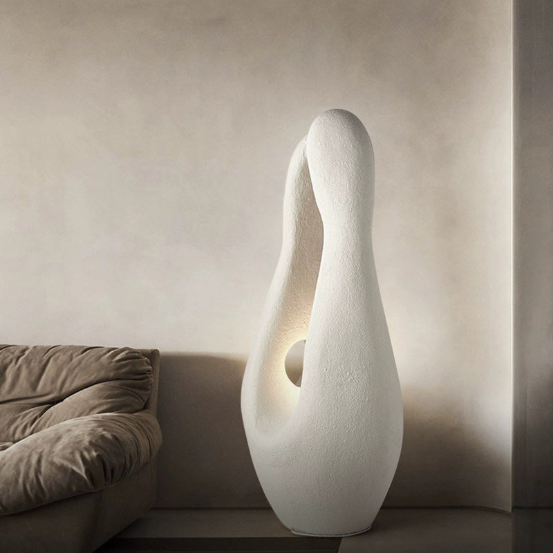 Contemporary Nordic Shaped Round Base High Density Polystyrene 1-Light Standing Floor Lamp For Living Room