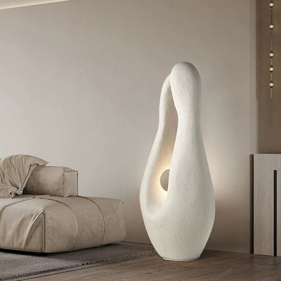 Contemporary Nordic Shaped Round Base High Density Polystyrene 1-Light Standing Floor Lamp For Living Room