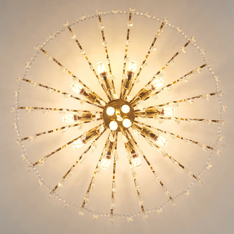 Modern Luxury Round Branch Crystal String Iron 6/10/12/14 Light Chandelier For Living Room