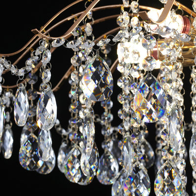 Modern Luxury Round Branch Crystal String Iron 6/10/12/14 Light Chandelier For Living Room