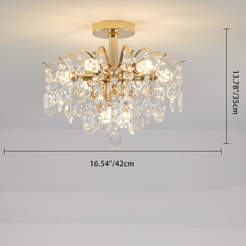 Modern Luxury Round Branch Crystal String Iron 6/10/12/14 Light Chandelier For Living Room