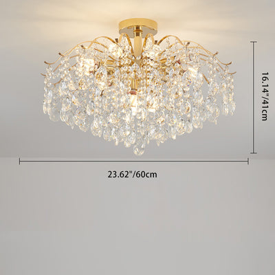 Modern Luxury Round Branch Crystal String Iron 6/10/12/14 Light Chandelier For Living Room