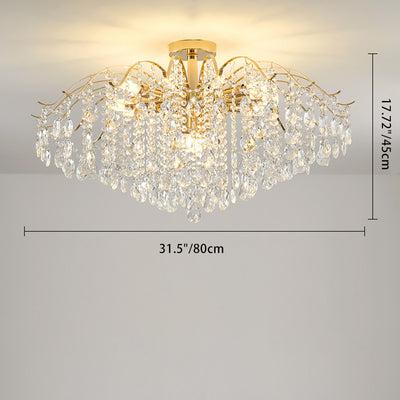 Modern Luxury Round Branch Crystal String Iron 6/10/12/14 Light Chandelier For Living Room