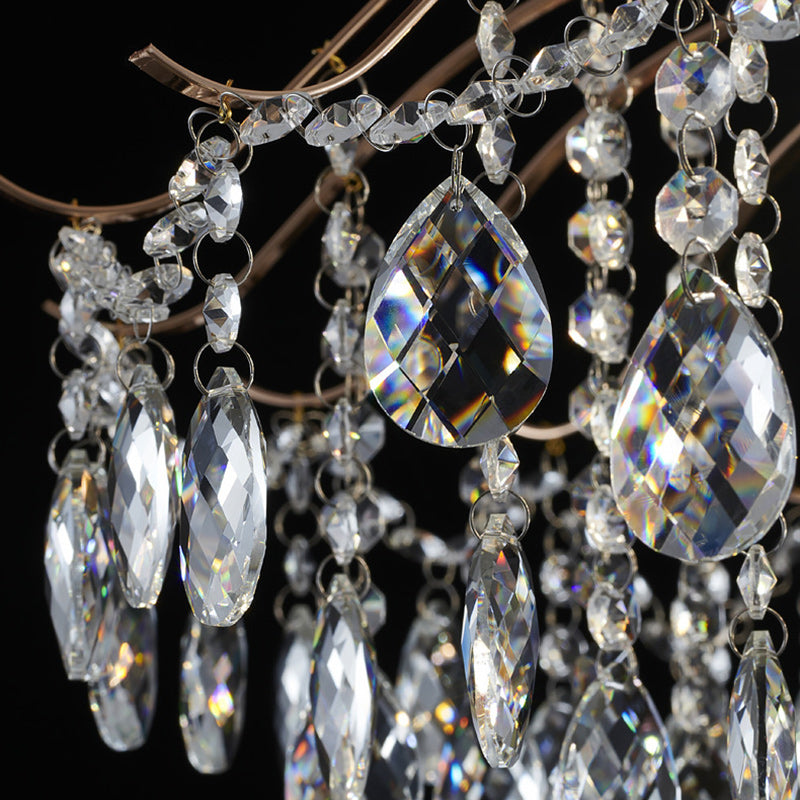 Modern Luxury Round Branch Crystal String Iron 6/10/12/14 Light Chandelier For Living Room